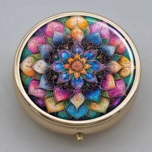 1pc.  Mandala Design Round Pill Box